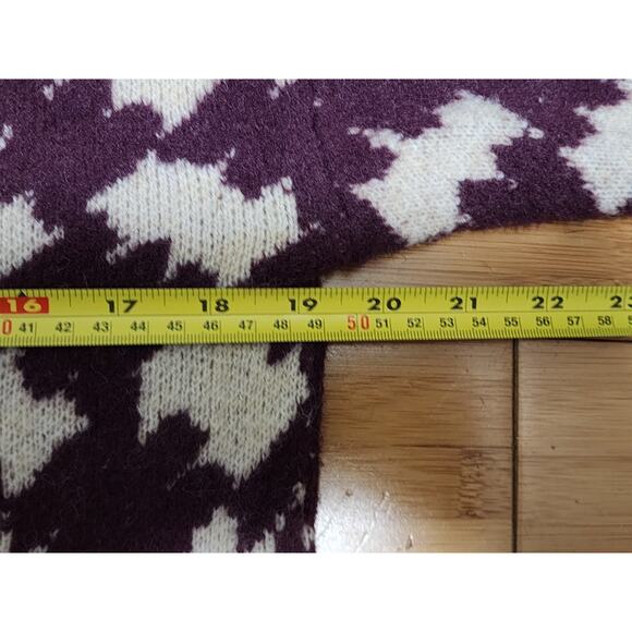 Ann Taylor Sweater Womens Sz XS Purple Ivory Houndstooth Mock Neck Pullover Knit - Picture 7 of 9